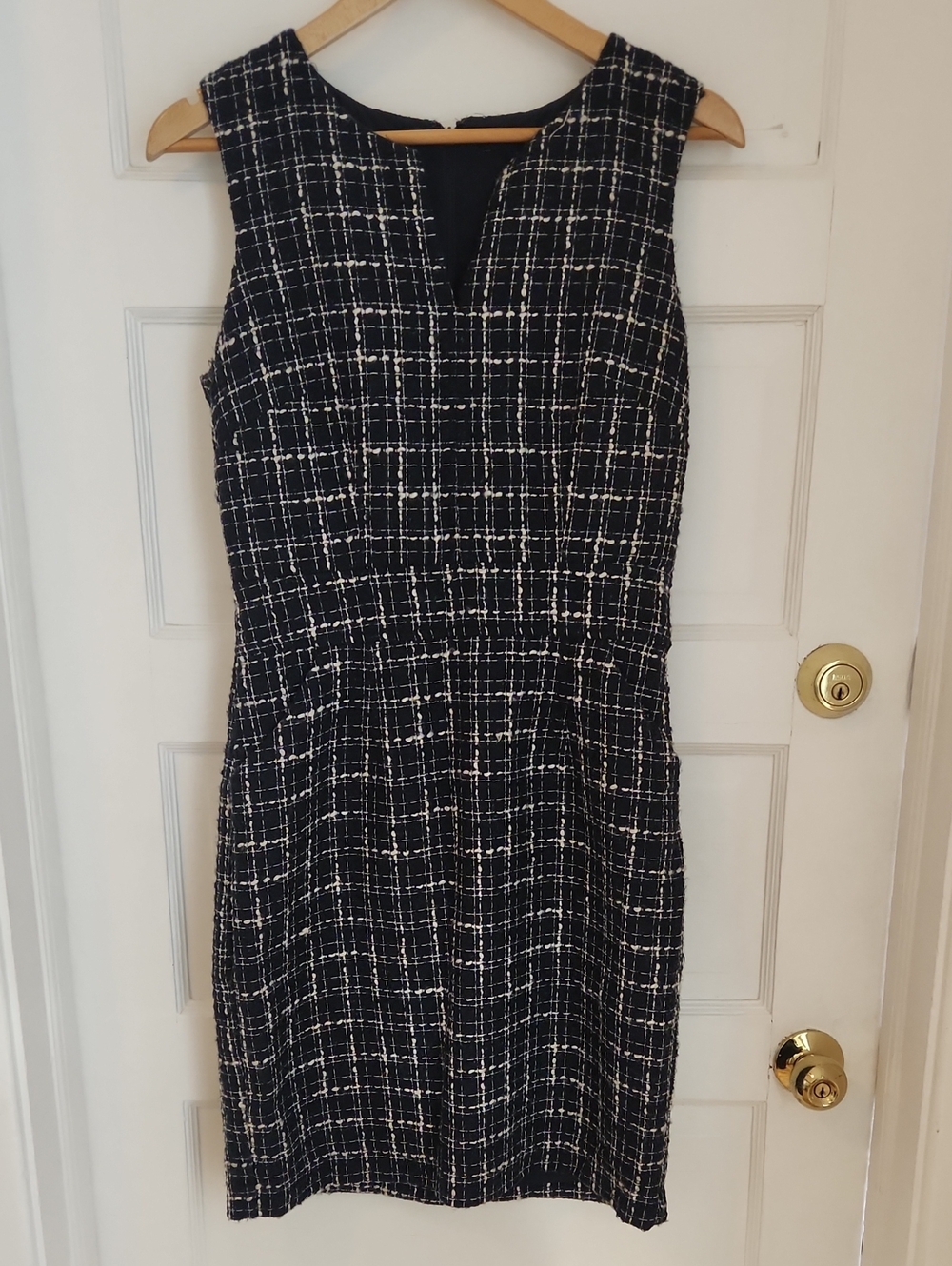 Banana Republic Navy and White Tweed Sheath Dress